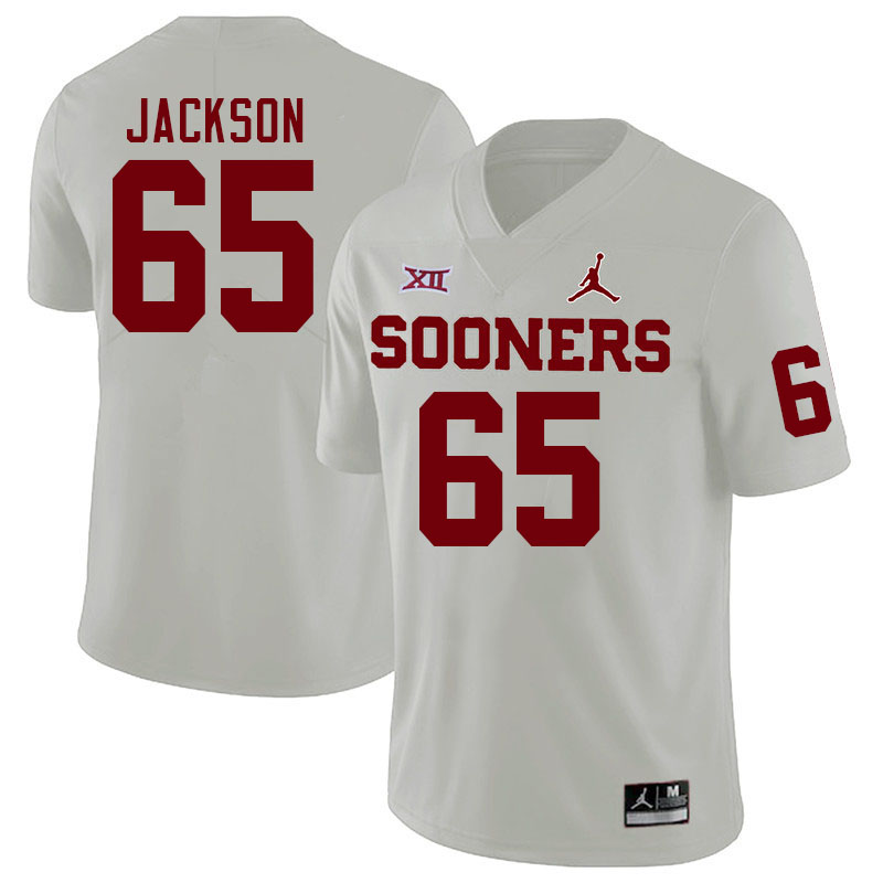 Men #65 Jayden Jackson Oklahoma Sooners College Football Jerseys Stitched-White